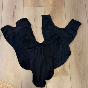 Trio pack of black cap sleeve leotards!